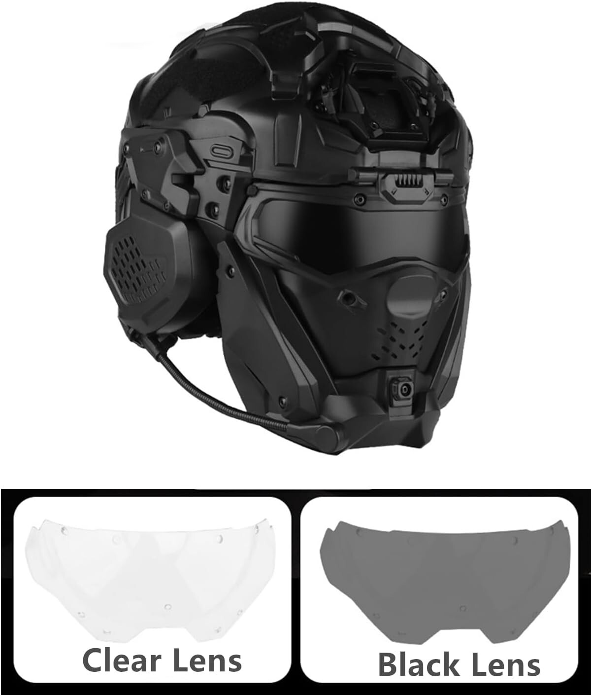 Tactical Airsoft Helmet w/Paintball Full Face Mask w/Headset Goggles Anti-Fog F
