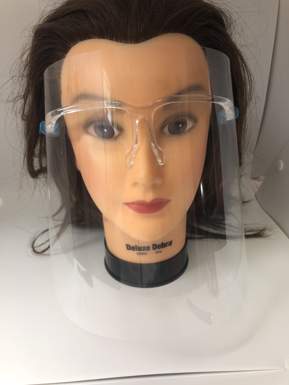 Full face clear protective shield with glasses, non-fog, reusable