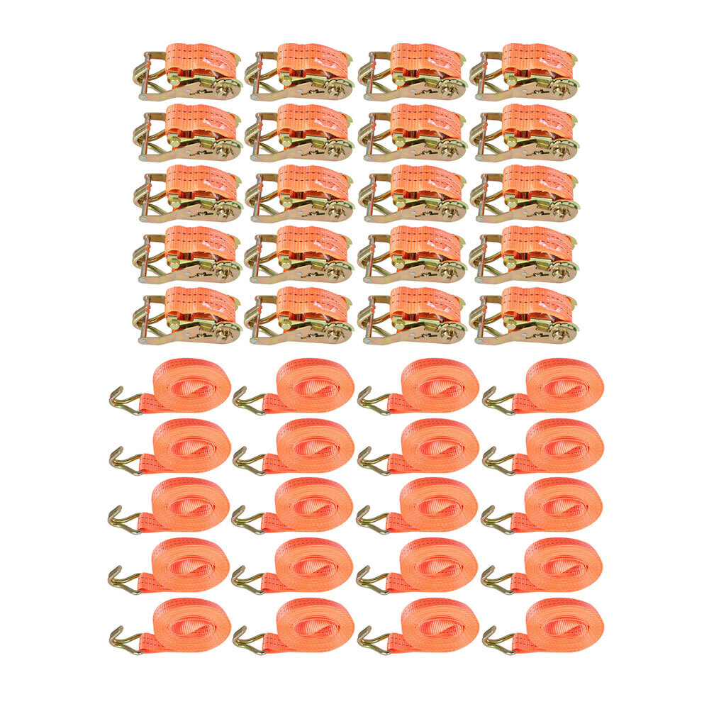 20 Pack 1.5" x 20' Ratchet Tie Down Straps with J Hooks Heavy Duty 4000lbs Strap