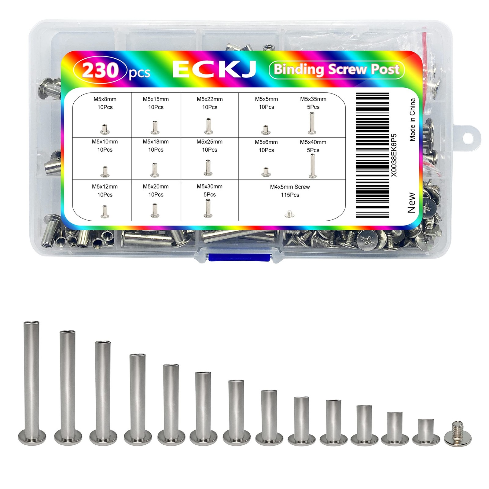 230Pcs(115 Pair) Phillips Chicago Binding Screws Assorted Kit Binding Screw P...