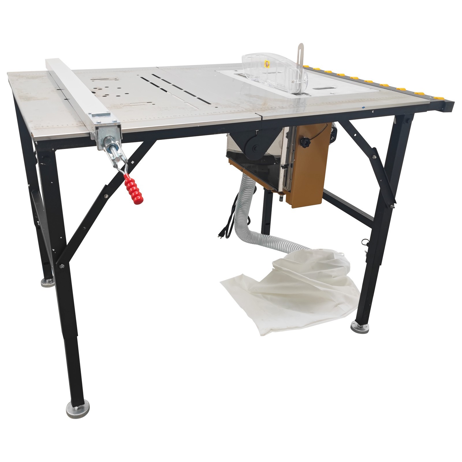 110V Sub Saw Table Wood Cutting Machine Telescopic Saw Table Dust Collector 4"8"