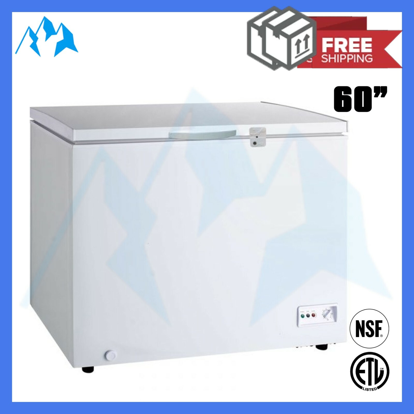 60" Chest Freezer Commercial Solid Door Freezer Frozen Food or Ice Cream Display