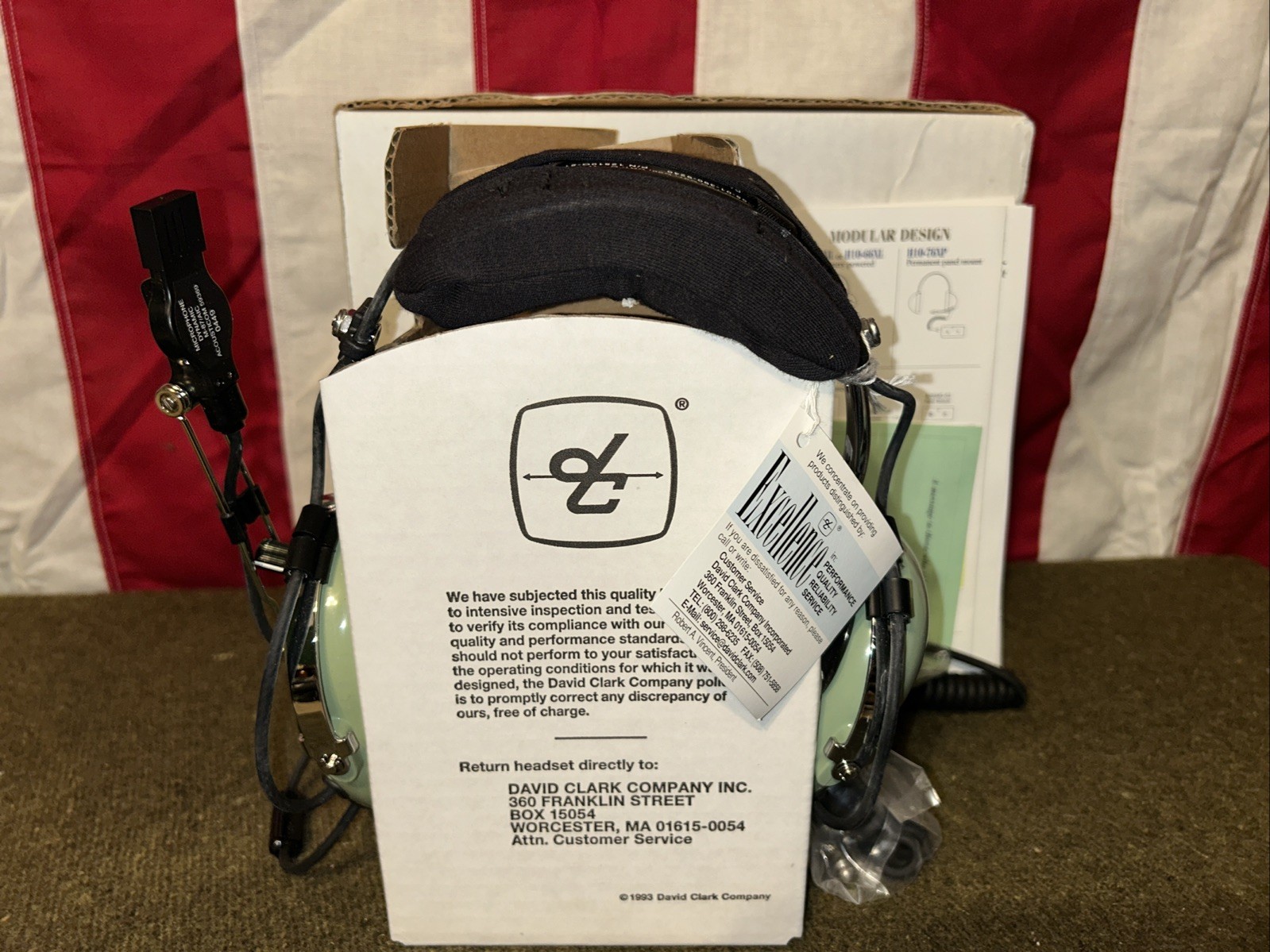 David Clark Aviation H10-76 Military Aviation Headset Headphones w/ Microphone