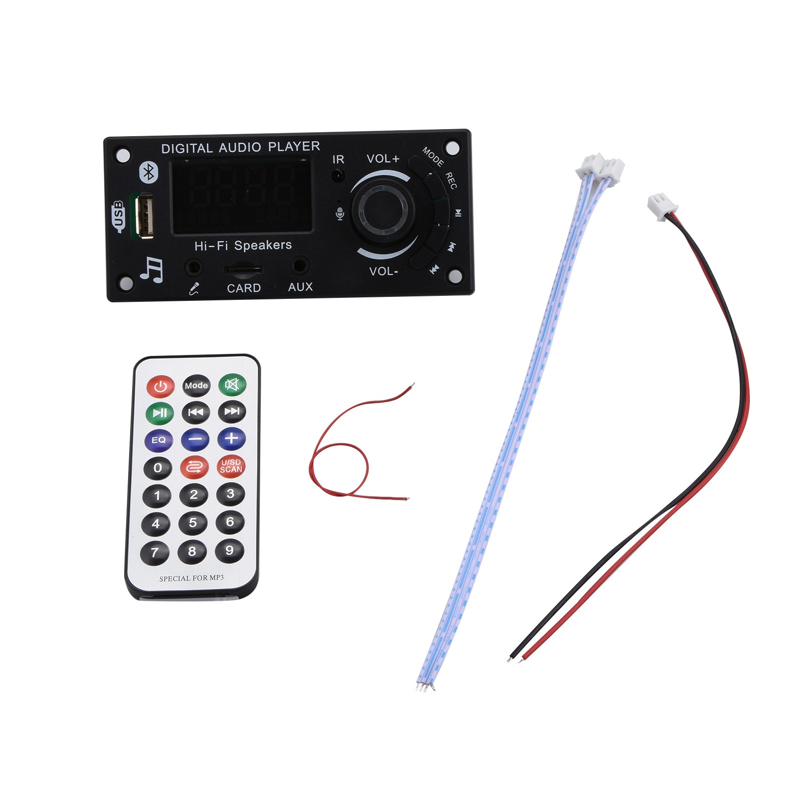 DC7-25V MP3 Decoder Board 2*50W Bluetooth Car Audio Player USB TF Slot FM Radio