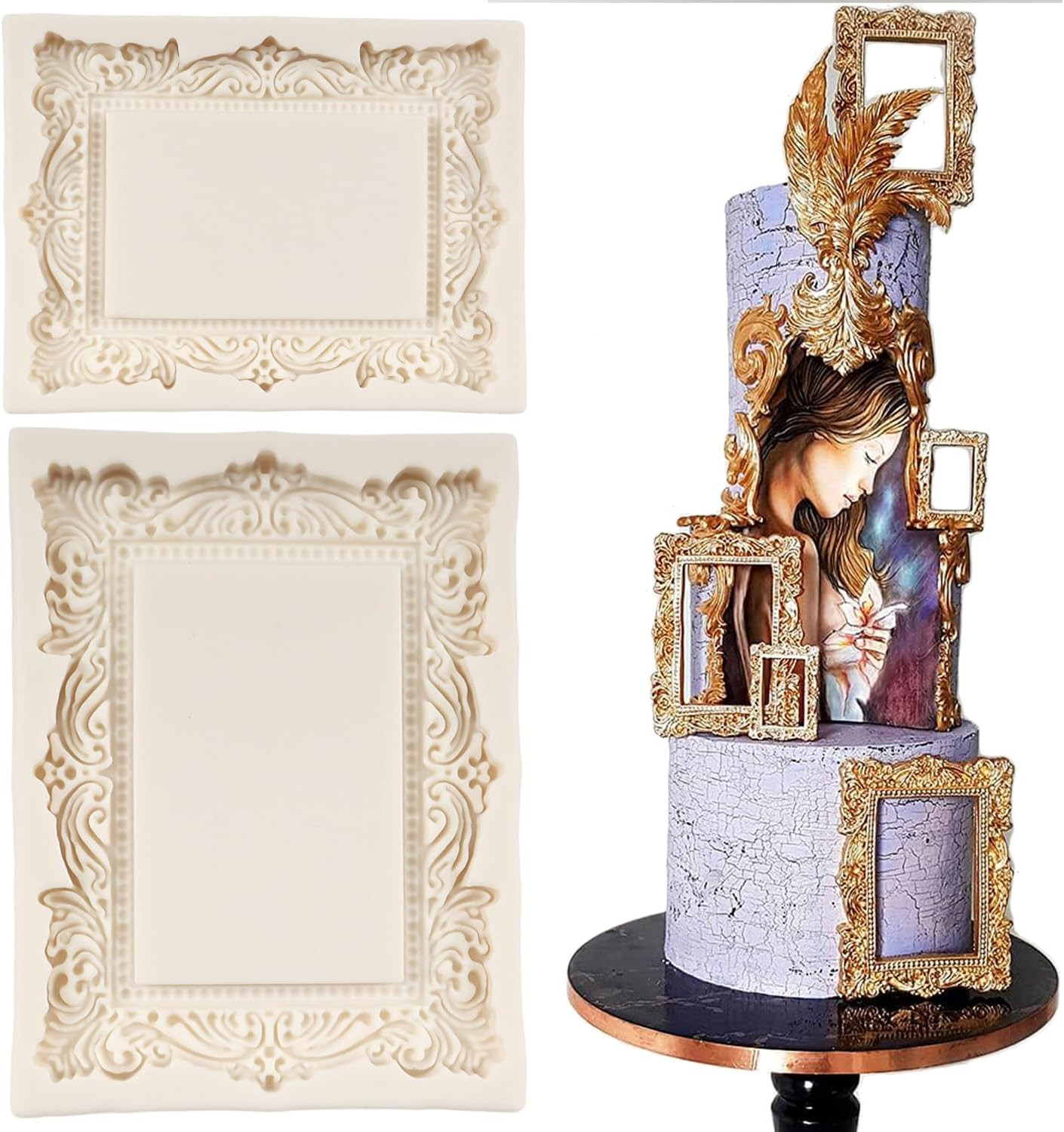 Baroque Photo Frame Fondant Molds Picture Frames Silicone Mold Vintage Mirror Fr