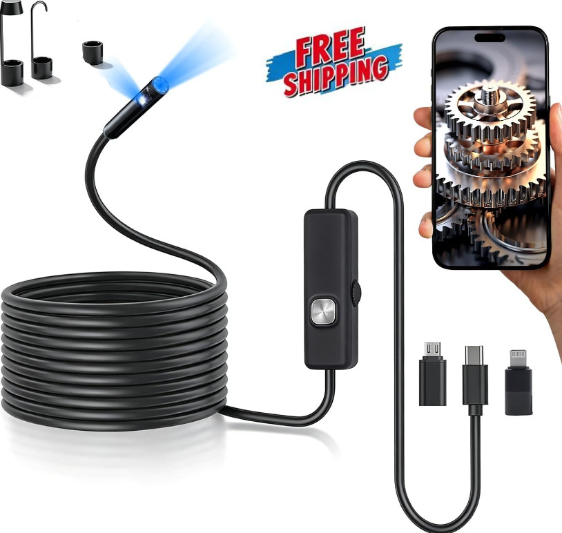 Industrial HD Endoscope Borescope Camera Snake Cable Waterproof Inspection Cam