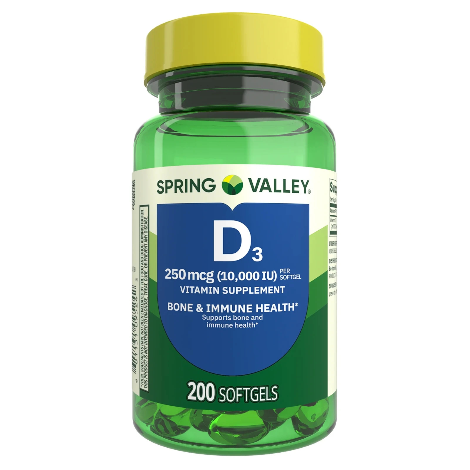 Spring Valley Extra Strength Vitamin D3 250 mcg 10000 IU Softgels 200 Ct