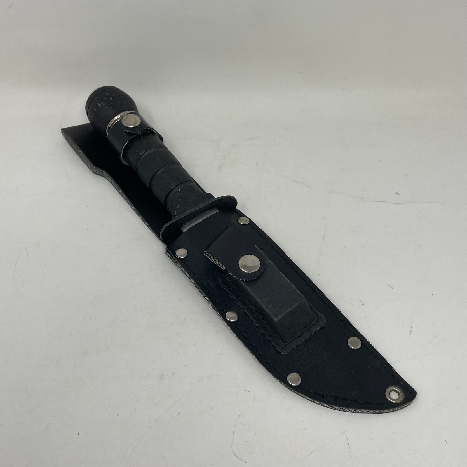 Vintage 420 Stainless Taiwan Survival Knife with Compass Sheath Sharpening Stone