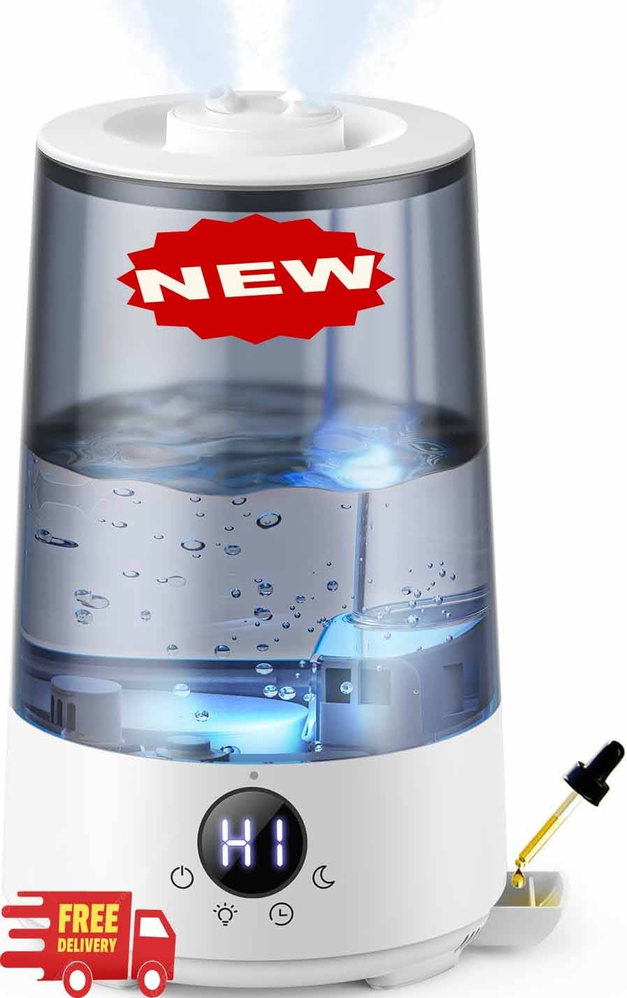 Humidificador para dormitorio, 3.6 L, vapor frío, llenado superior, 34 horas de