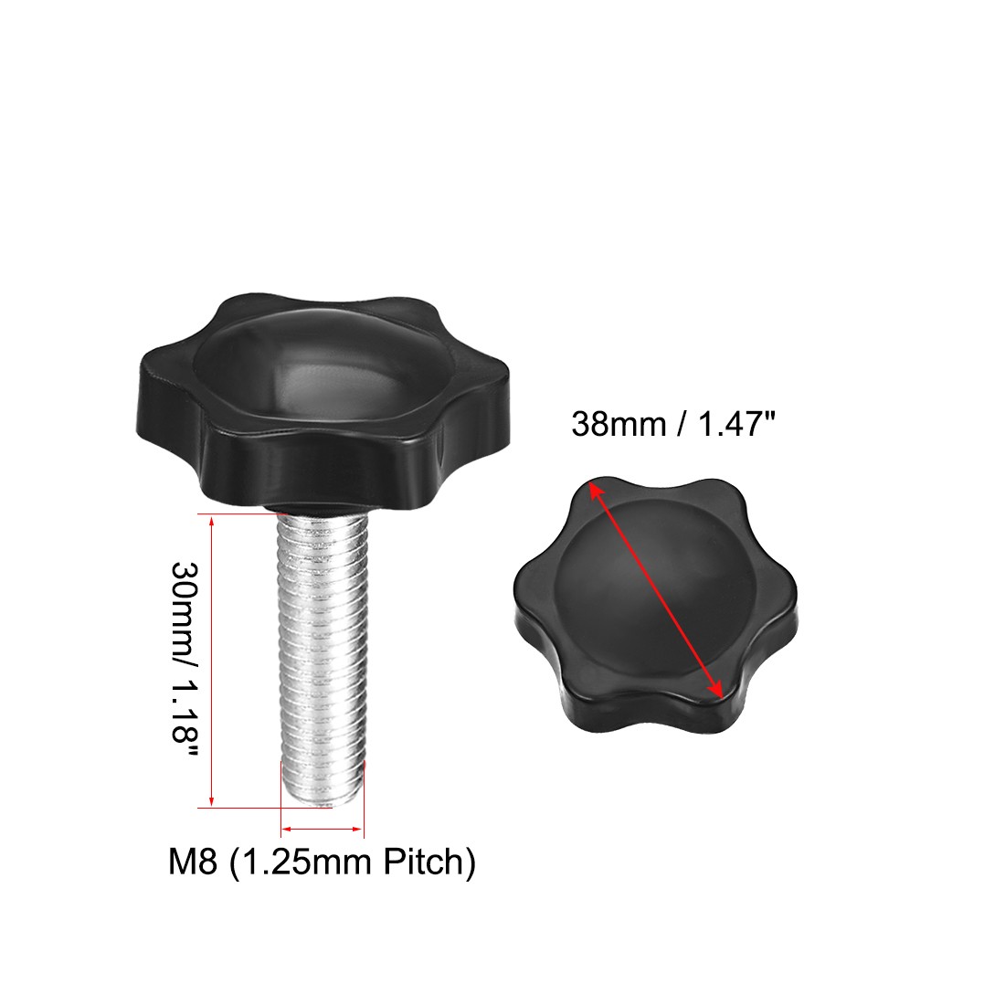 screw locking 38mm hexagonal plum dia M8 ×30mm thread 6pcs