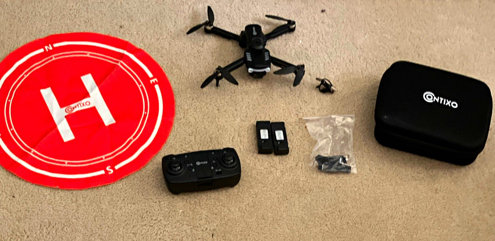 Contixo F24 Foldable Quadcopter Drone Black RTF w/ Controller Case 2 Batteries