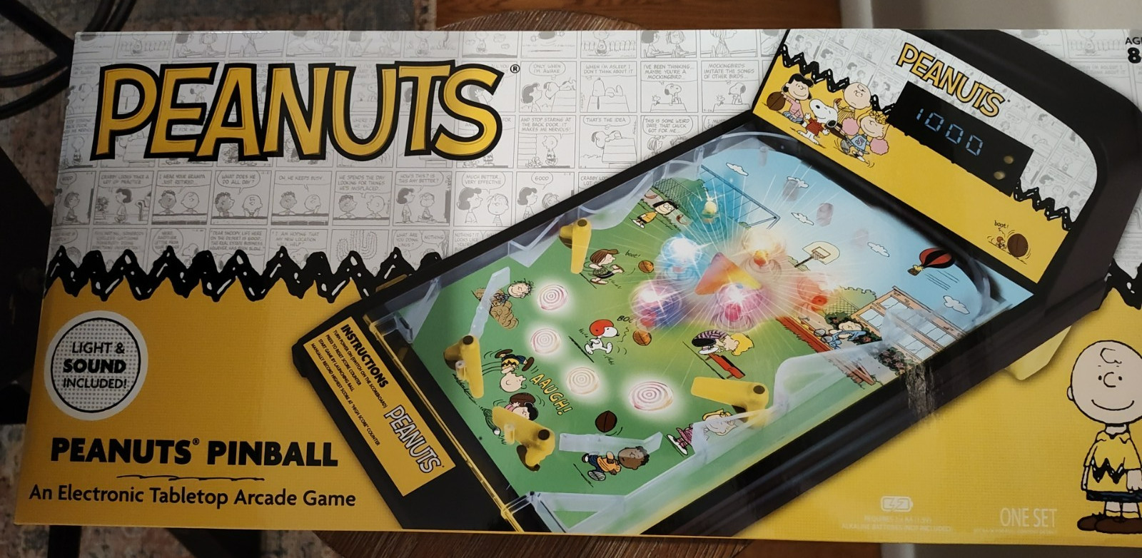 Peanuts Snoopy Electronic Tabletop PINBALL Machine w/ Lights & Sound NIB