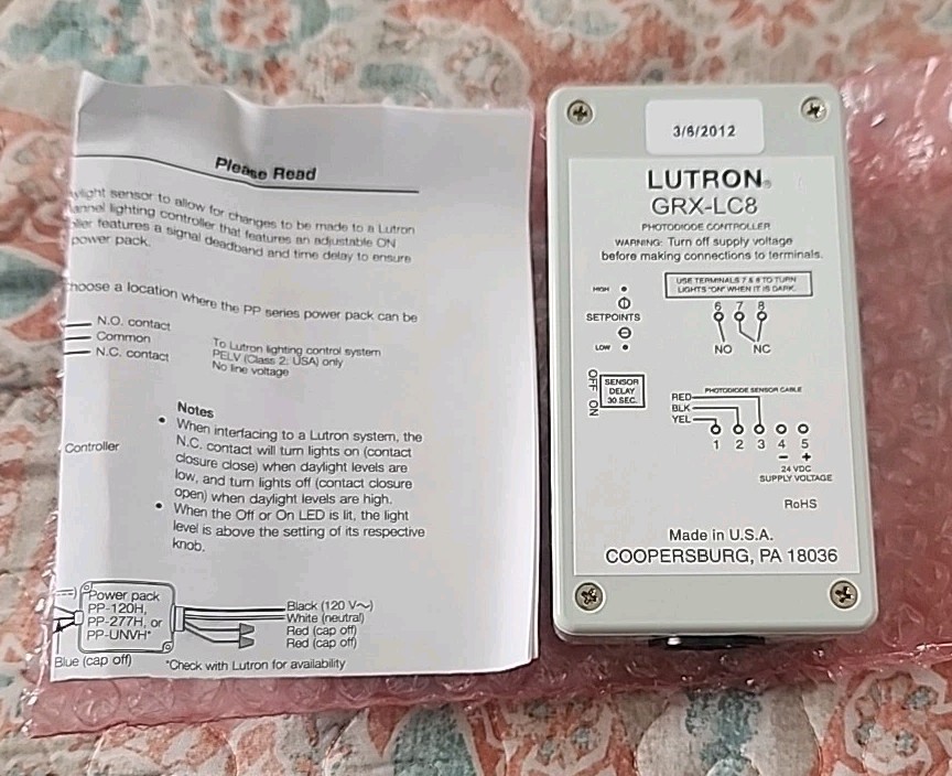 Lutron GRX-LC8 Photodiode Controller, J4