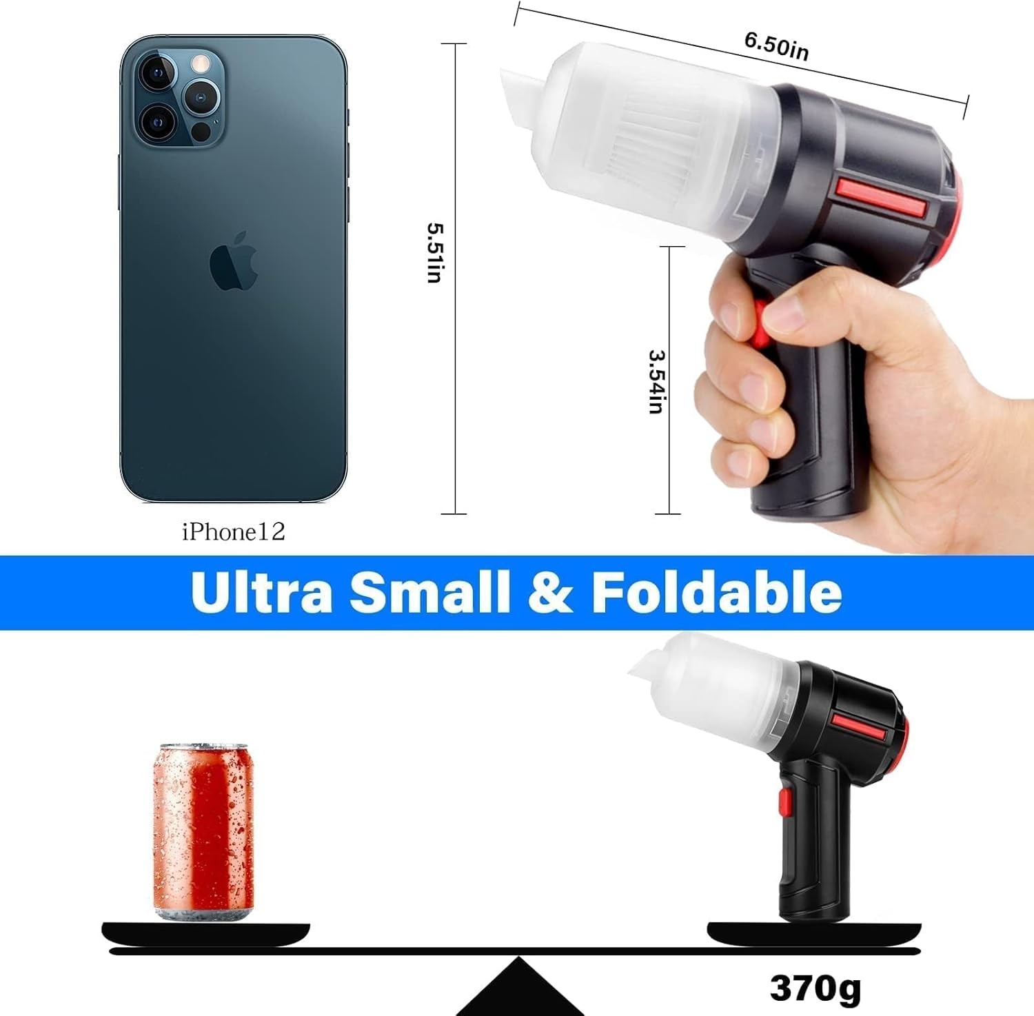 Air Duster - Computer Vacuum Cleaner - for Keyboard Cleaning- Cordless Black