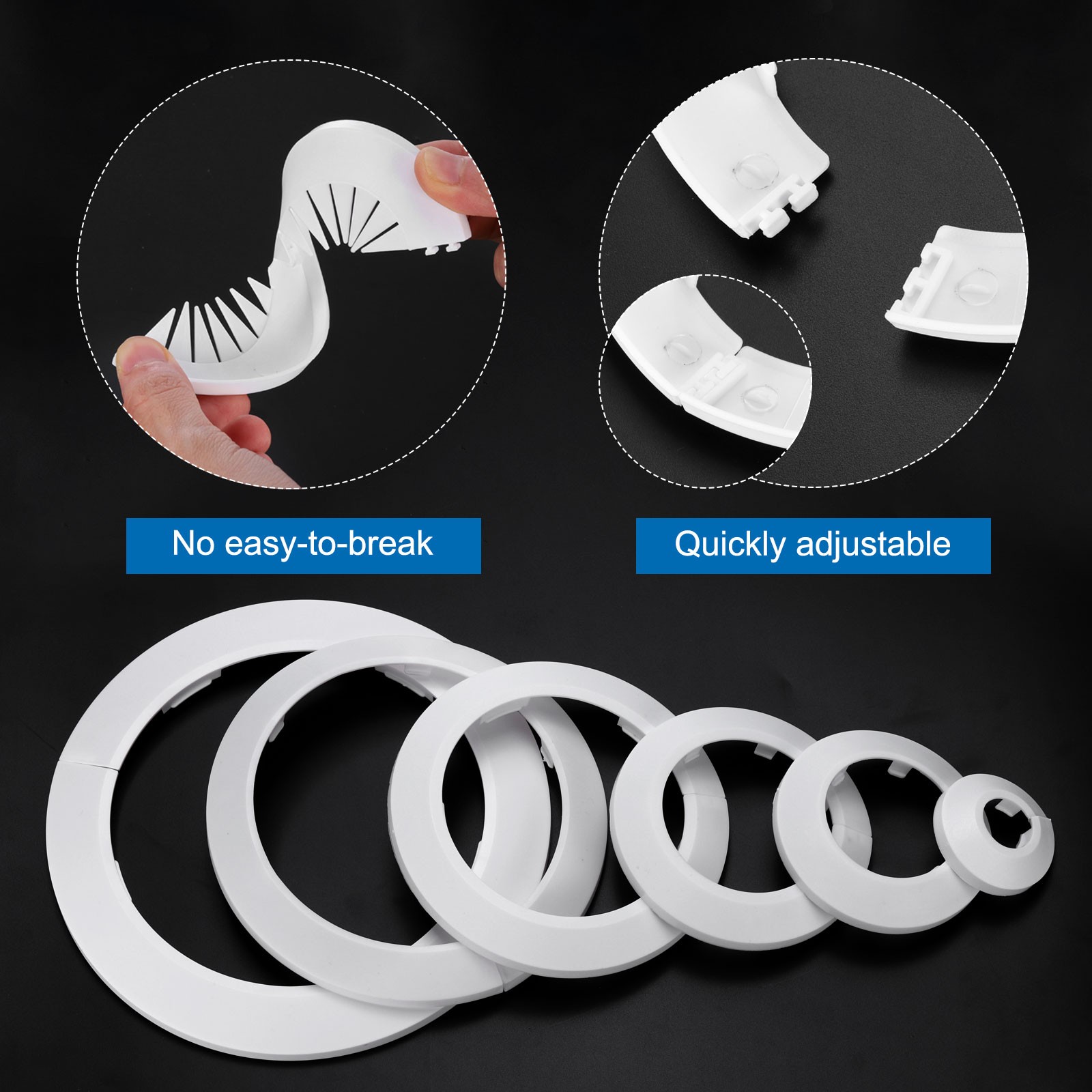 5PCS Flange Pipe Cover Decor for 1.7in/44mm Pipe Cover Decor, White
