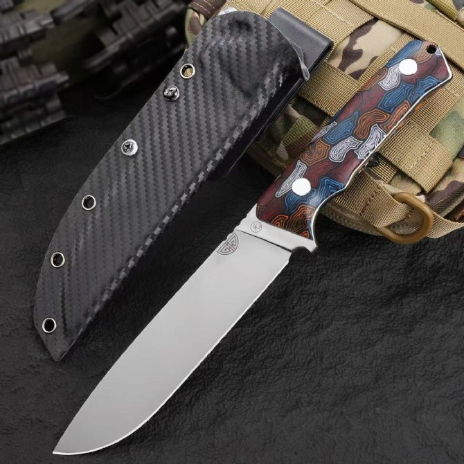 Mirror Surface Straight Knife SKH-9 Blade G10 Handle Tactical Survival EDC Knife