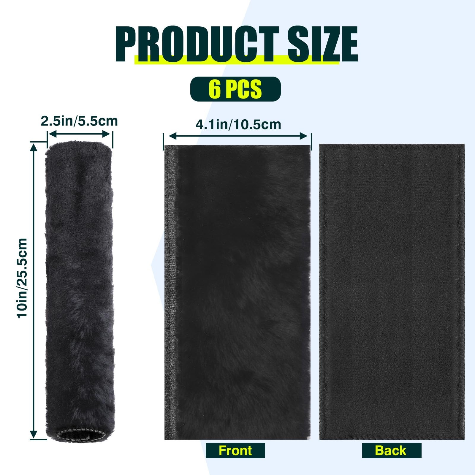 Motorcycle Tie Down Straps Soft Loop Covers, Artificial Wool Plush Black