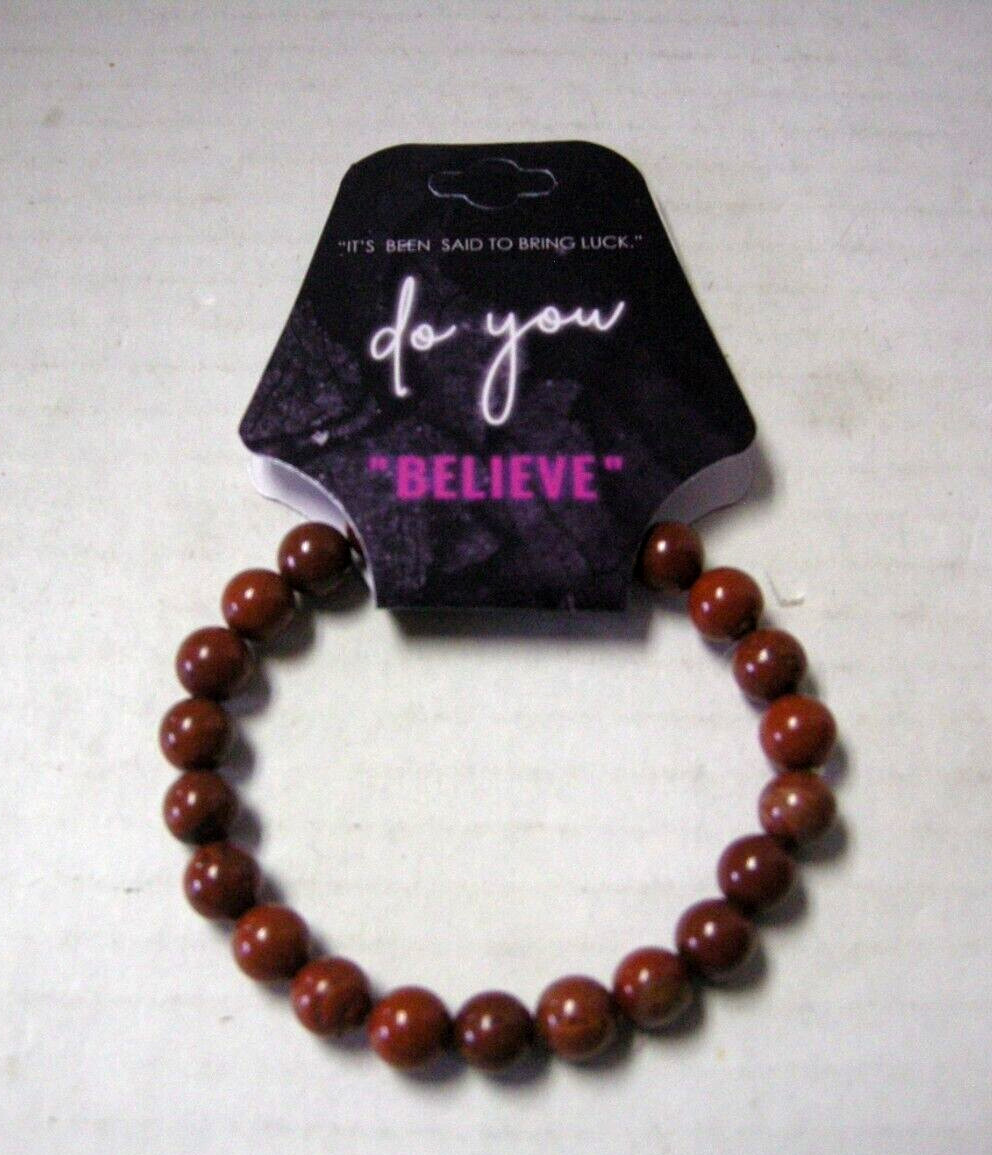 Red Jasper Bead Bracelet By Do You Believe, Semi-Precious Stretchable, New