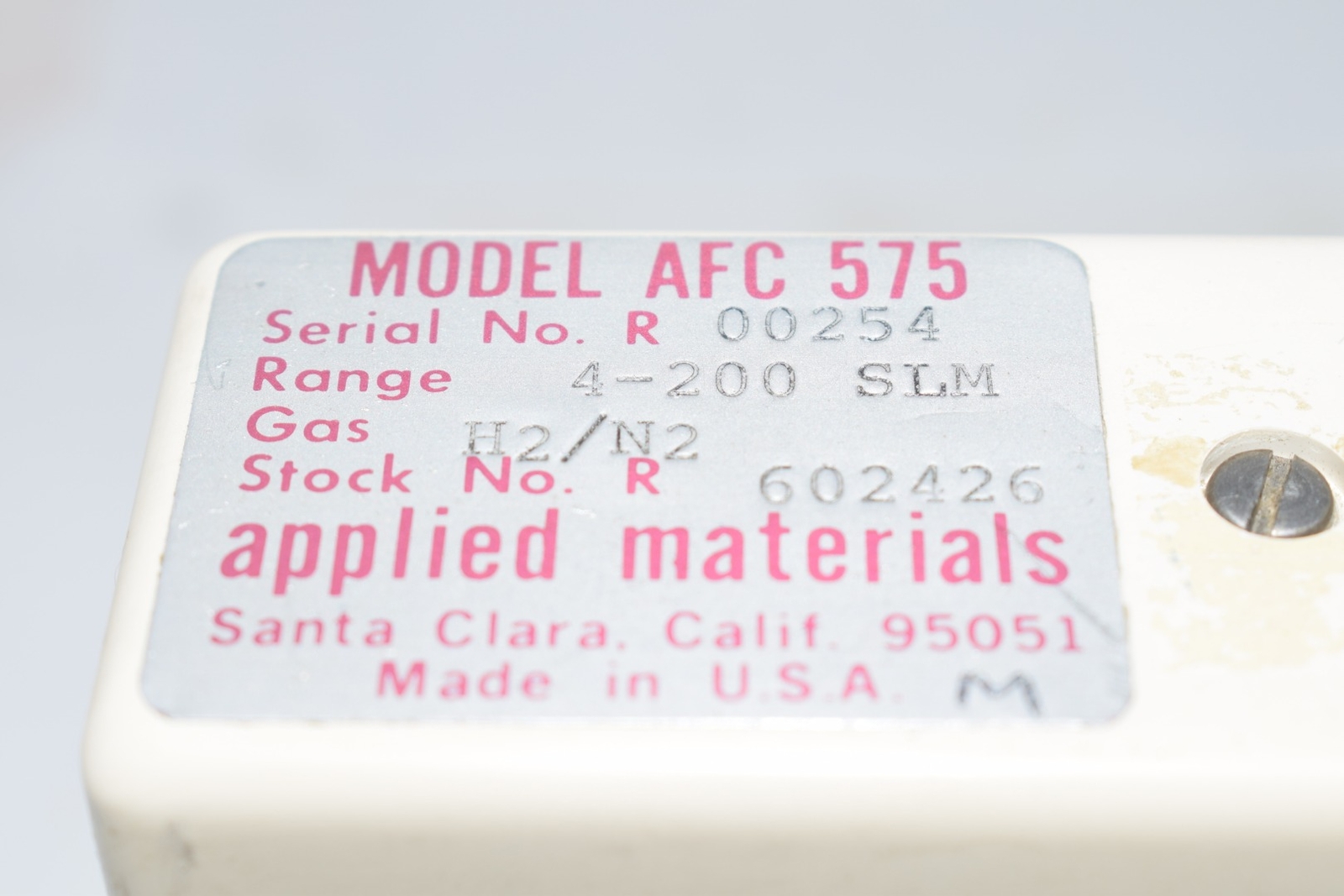 Applied Materials AFC-575 Mass Flow Controller 4-200 SLM Gas H2/N2 602426