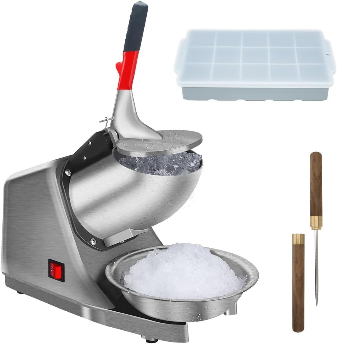 Shaved Ice Machine Snow Cone Machine Ice Crusher with Stainless Steel Blade US