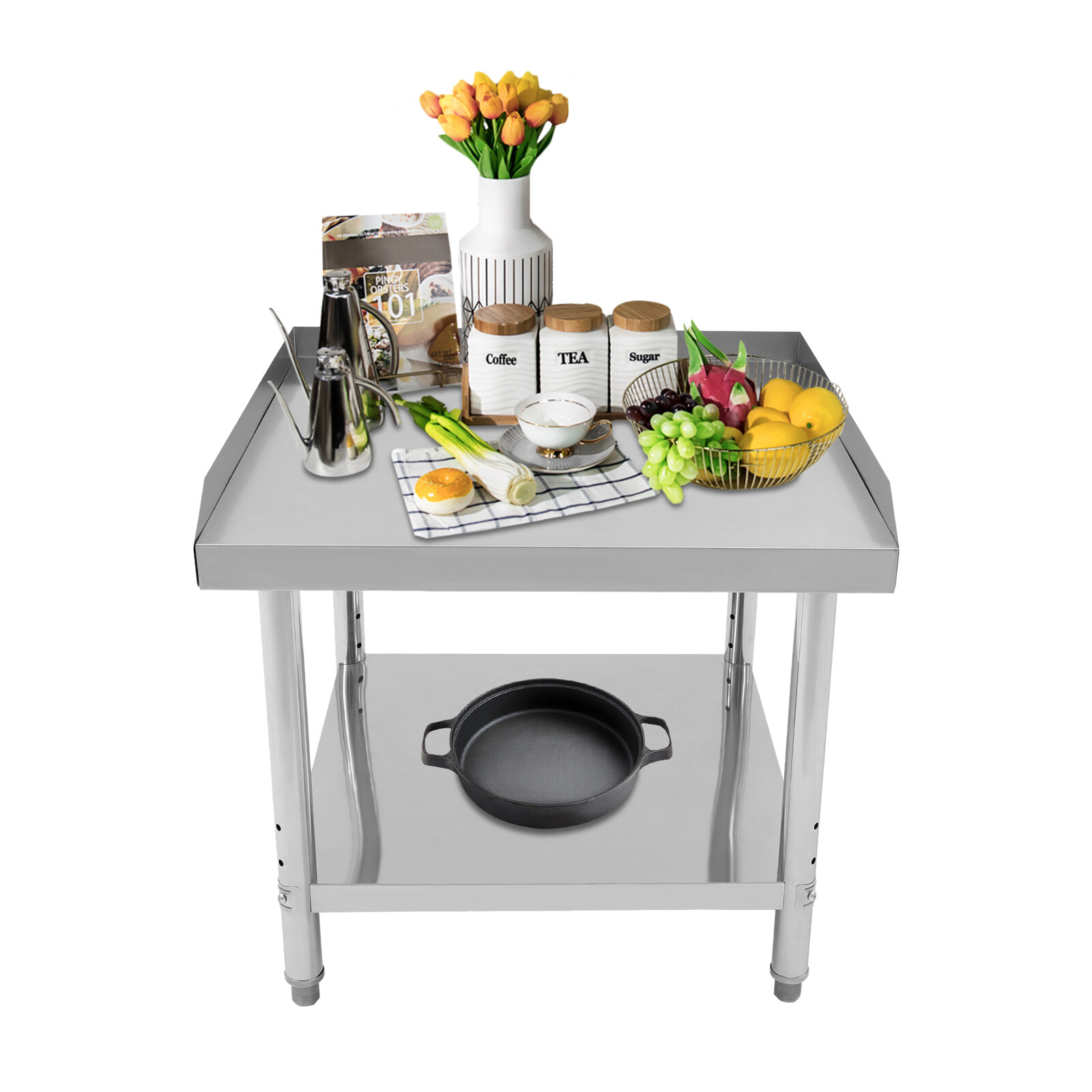 Adjustable Work Table, 30x30x26in Stainless Steel Prep Table for Kitchen,