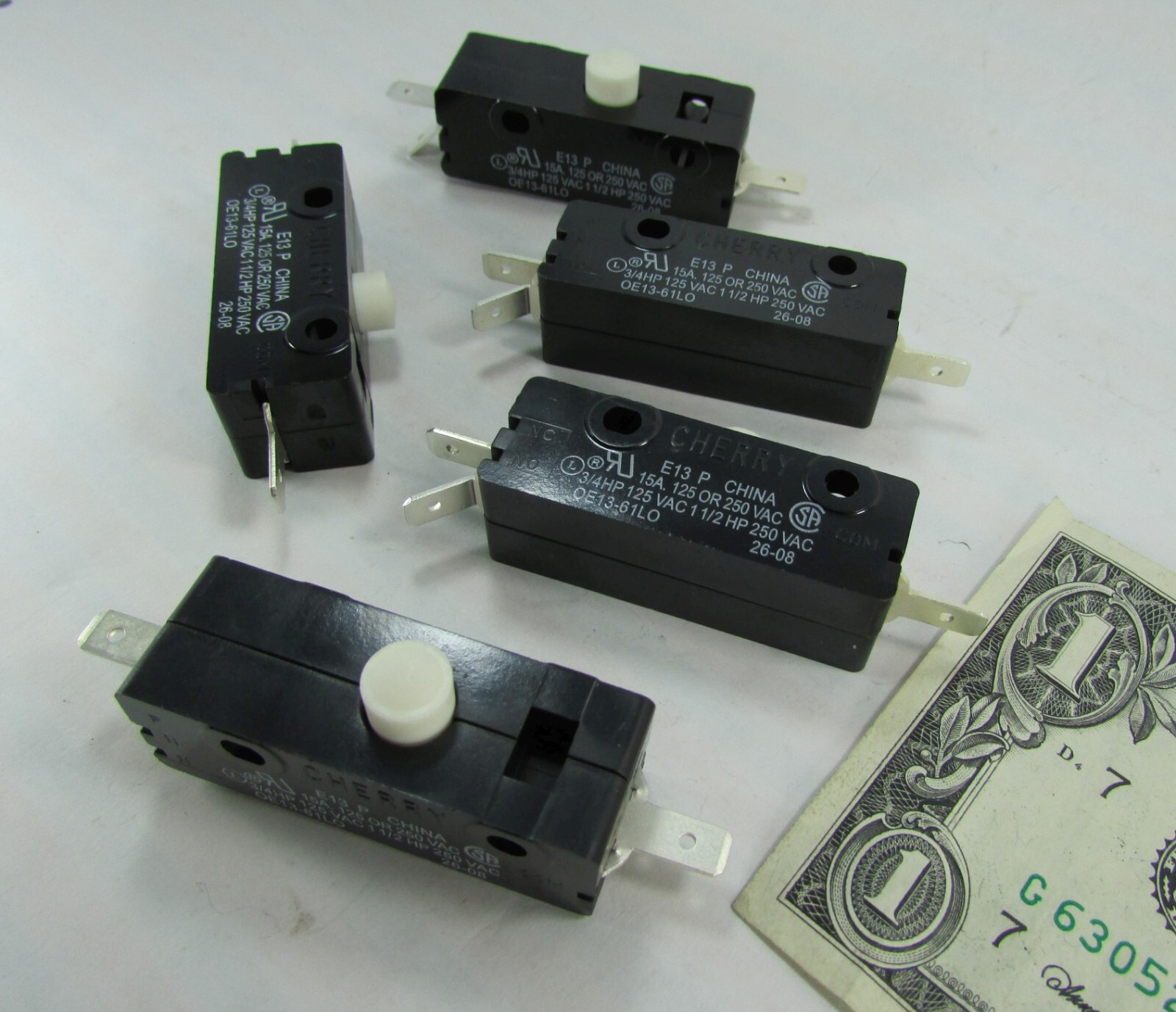 Lot 5 Cherry E13 15A Normally Open/Closed Snap Action Micro Switch 125/250 VAC