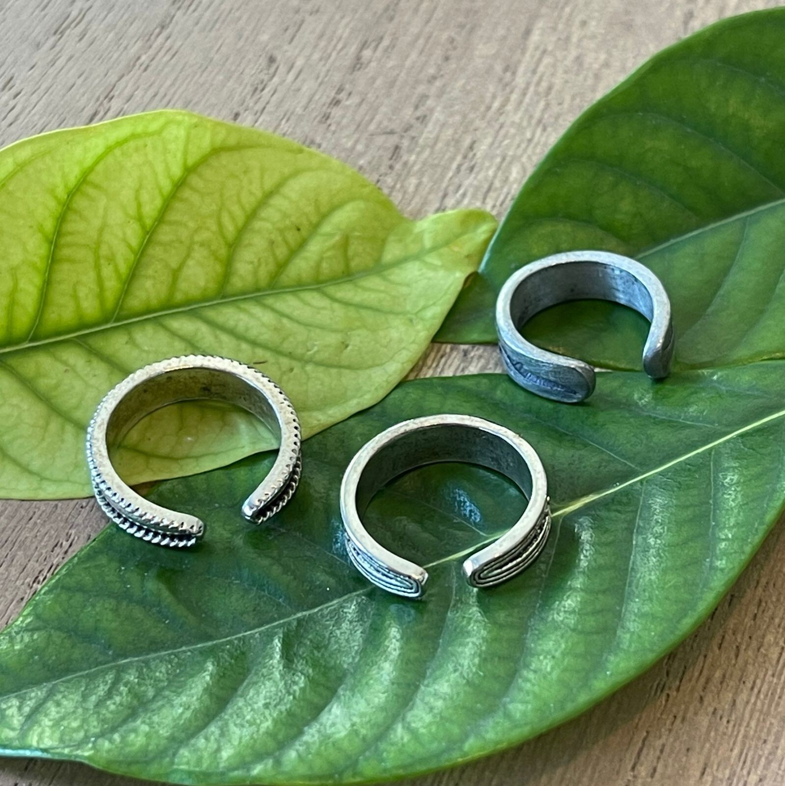 SILVER TONE Toe Finger Tip Ring Lot Of 3