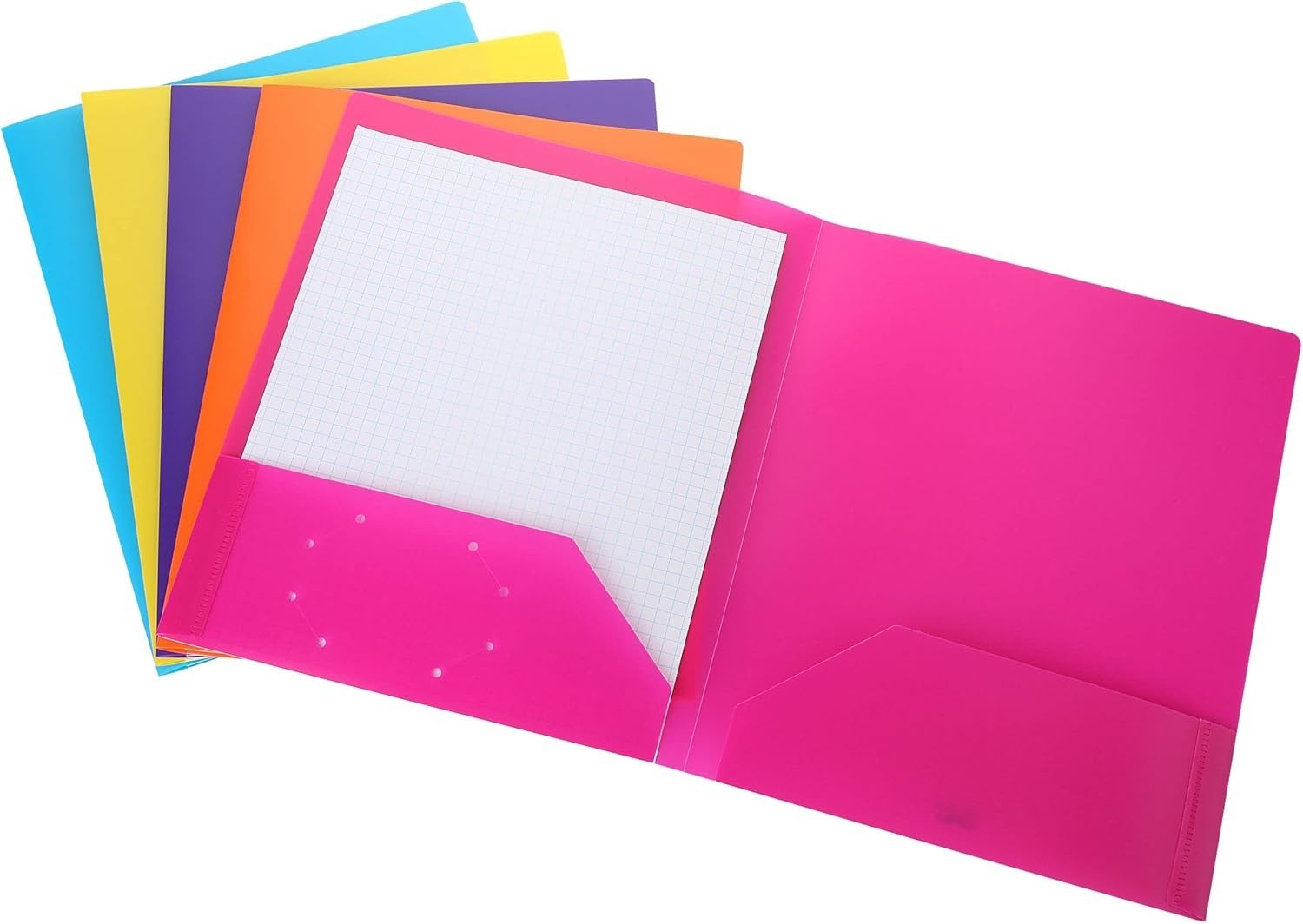 - Plastic Folders W/ Pockets 5 pcs Assorted Colors Folders W/ Pockets