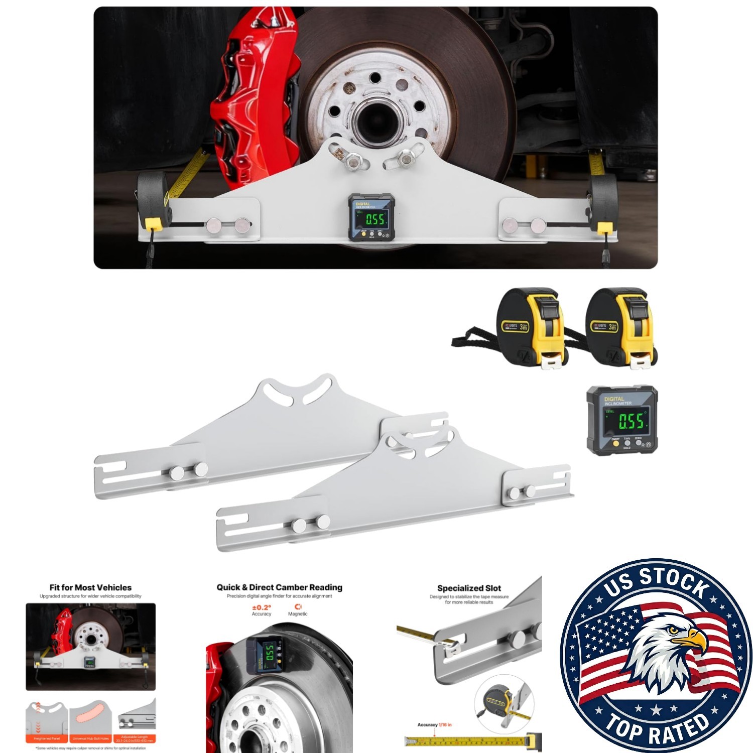 Heavy Duty Alignment Plates with Measuring Tapes & Digital Angle Finder – 2 PCS