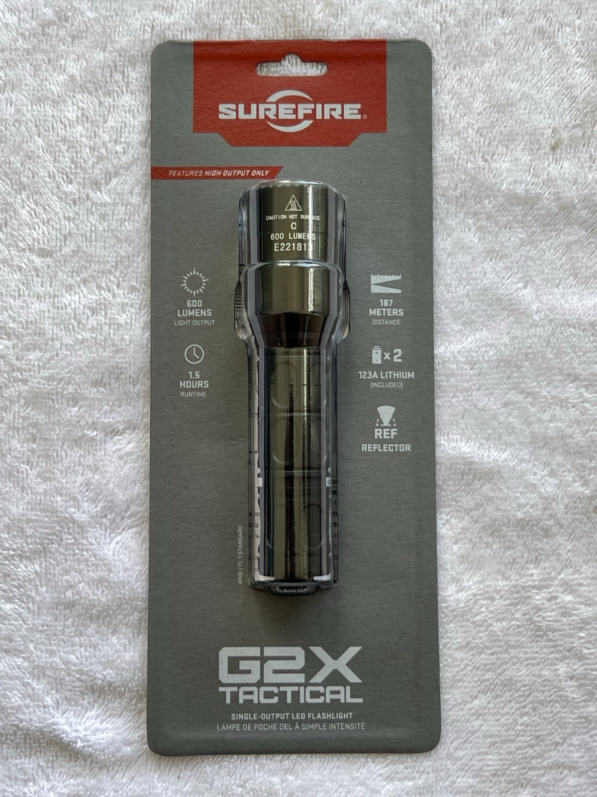 SUREFIRE® G2X TACTICAL Single Output 600 Lumen Led Flashlight  G2X-C-BK