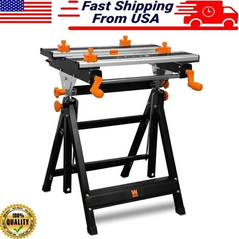 Portable Work Bench Vise W/ 8 Sliding Clamps Tilting Steel Tool Storage 220 lbs
