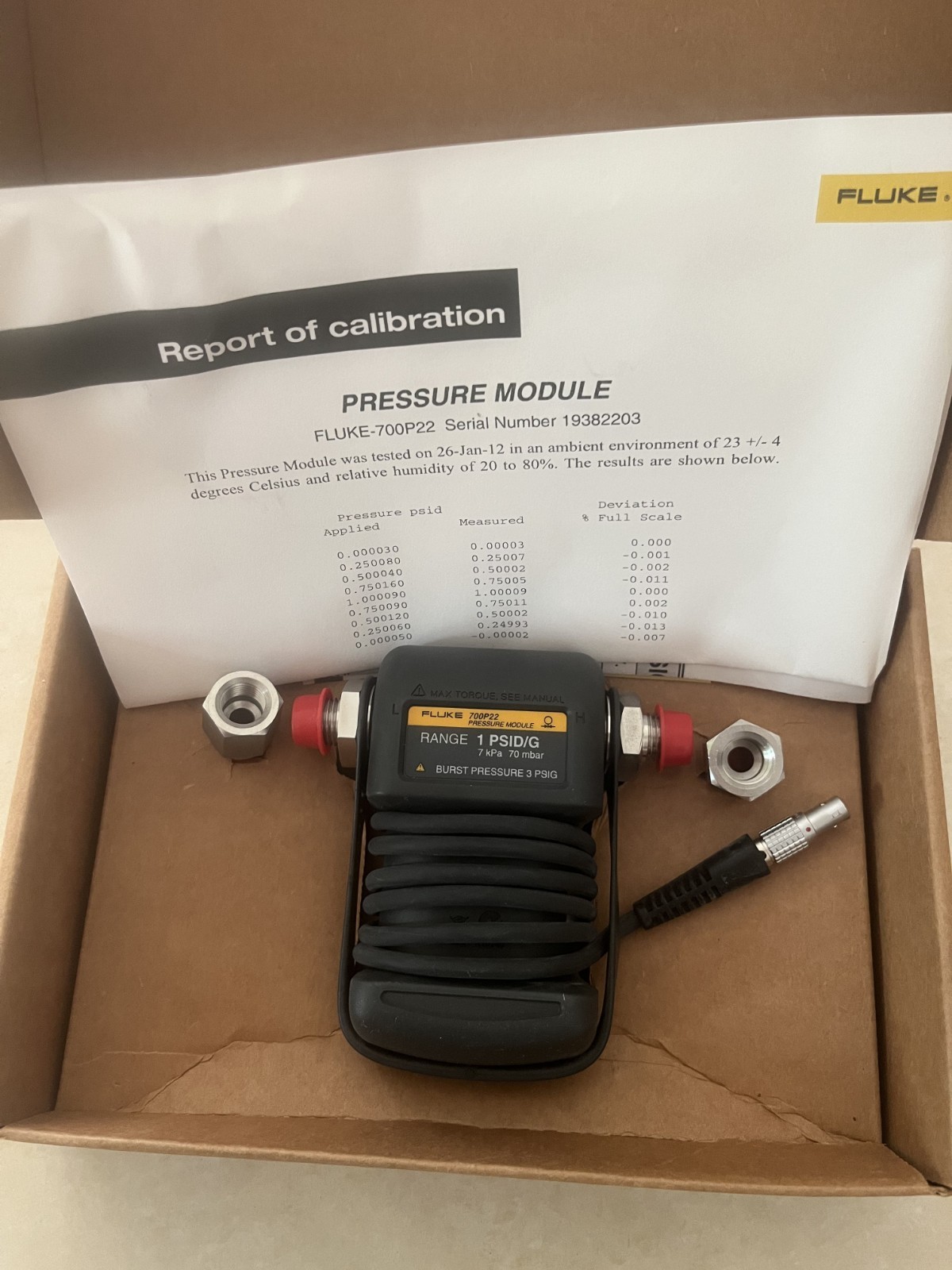 Ship FedEx 1PCS NEW FLUKE 700P22 Pressure Module 1SPID/G 7kPA 70mbr