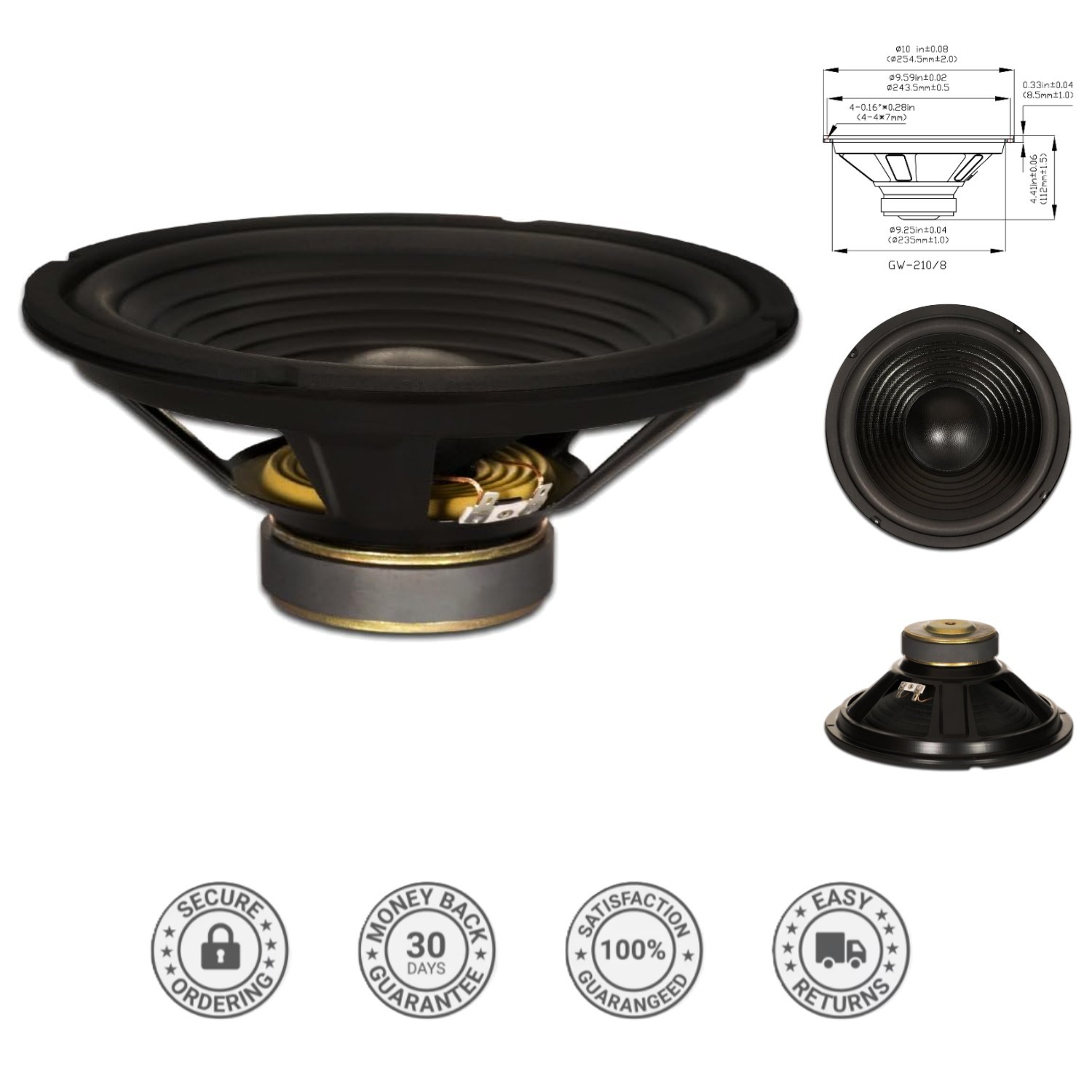 Versatile Goldwood GW-210/8 10" Woofer - 220 Watts, Perfect for DJs & Home Use