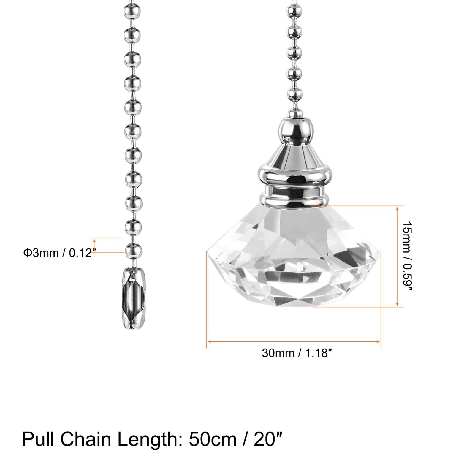 20 Inch Ceiling Fan Pull Chain Extension Crystal Diamond Pendant Clear