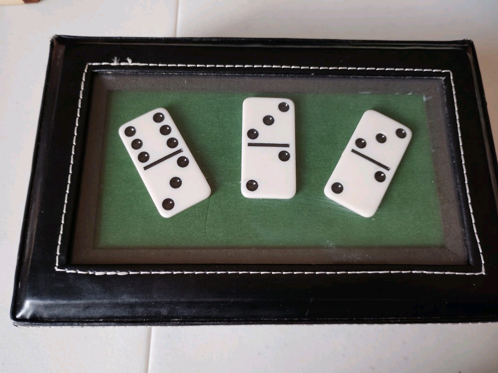 Beautiful Faux Leather Box With Velvet Lined Dominos Box