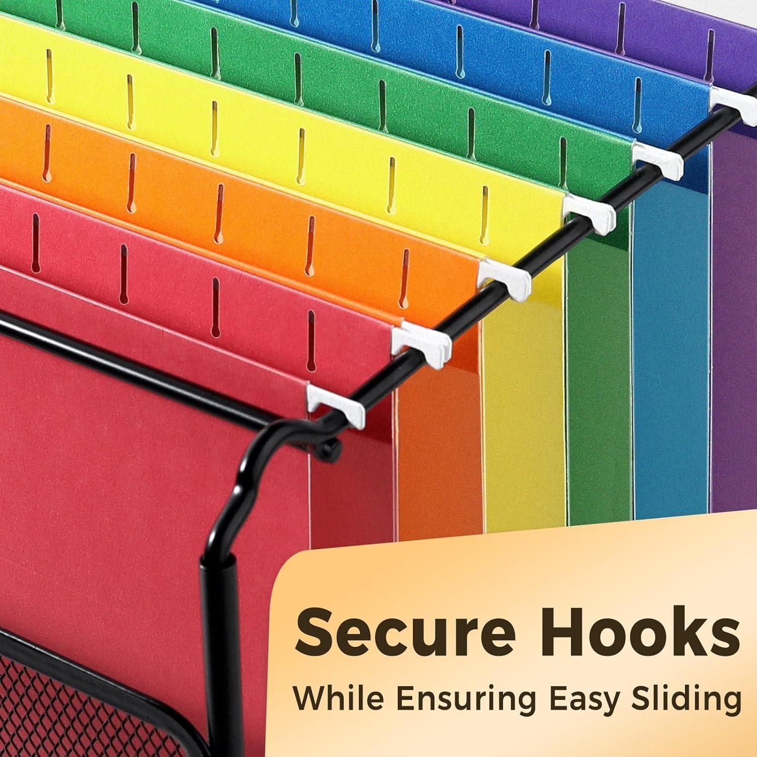 Letter Size Hanging File Folders 6 Pack W/ Tabs, Expandable, Assorted Colors