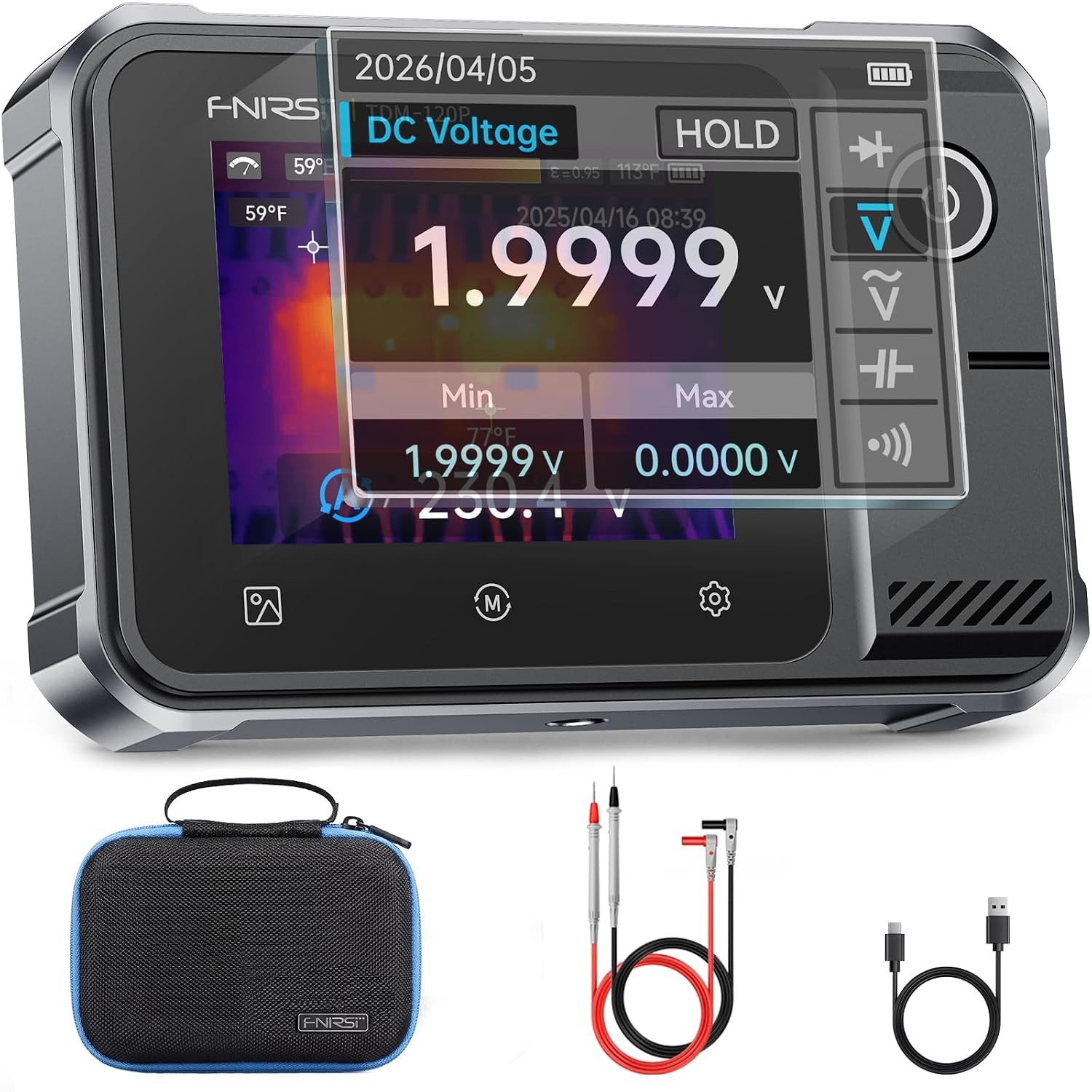 TDM-120P 2-in-1 Thermal Imaging Multimeter, 120x90 IR, USB-C Rechargeable