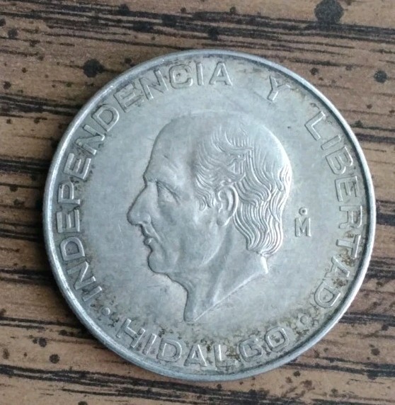 Mexico Cinco 5 Pesos .720 Ley 18.005g  Silver Coin Nice Toning Hidalgo 1955 (13)