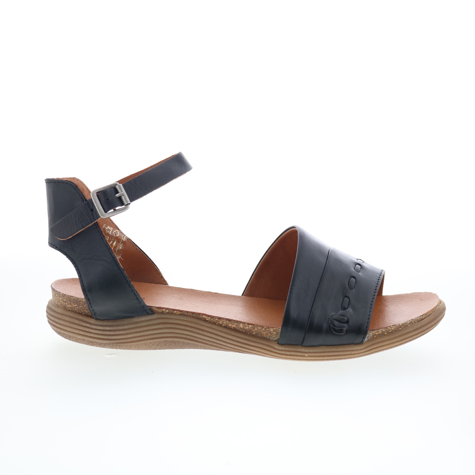 Miz Mooz Marabel Womens Black Leather Hook & Loop Strap Sandals Shoes