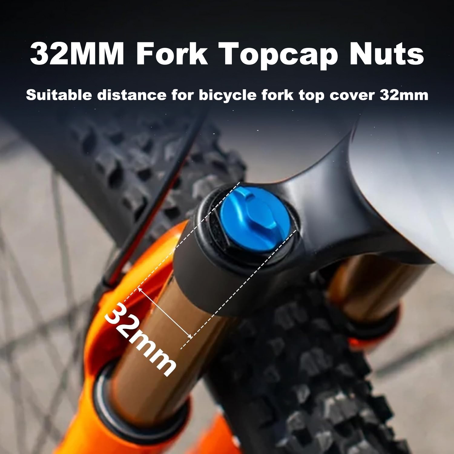Fork Topcap Socket Orange 32mm 3/8 Drive Flat Socket for Mountain Bike 36 38 40