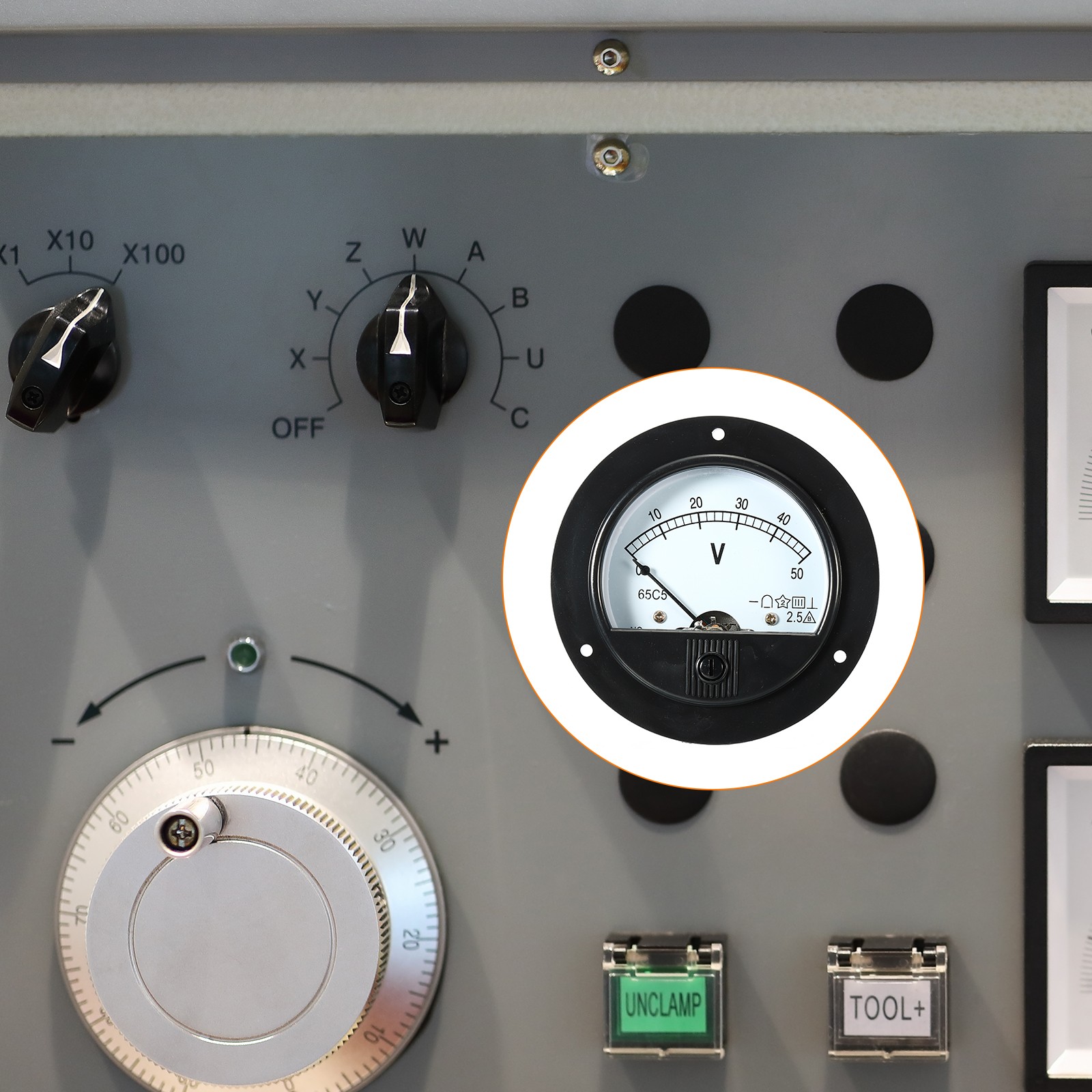 Analog Panel Voltmeter,DC 50V Volt Meter Measuring Gauge White,Clear,Black,Round