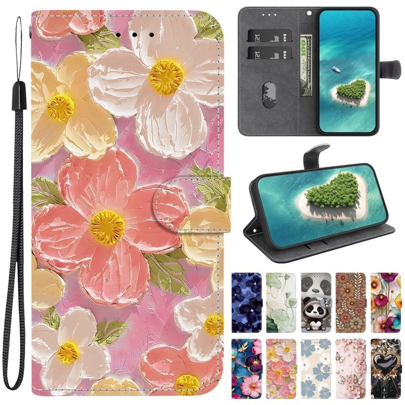 Panda Flower Wallet Phone Case For Samsung S26 S25 FE S24 S23 S22 S21 S20 Ultra