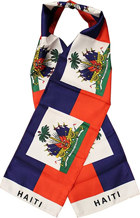 HAITI HAITIAN Lightweight Flag Printed Knitted Style Scarf 8"x60"