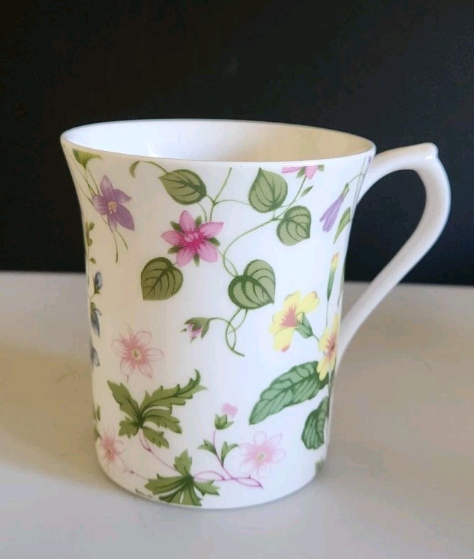 Queens Fine Bone China Tea Cup Mug Country Meadow Flowers England