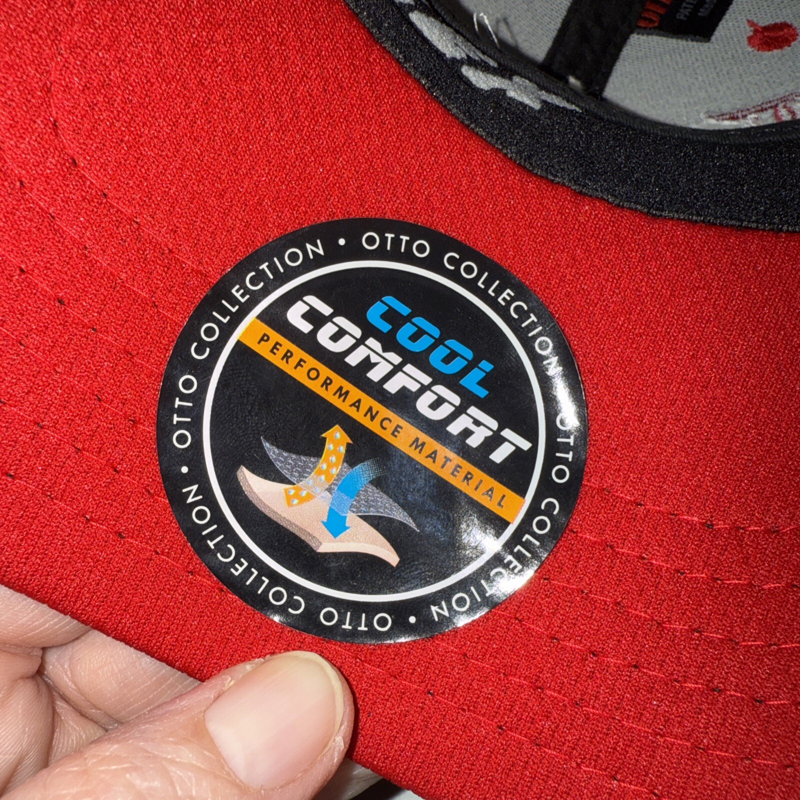 TERO in Red white Script Letters on Black Hat Cap Red Accents Flexband L/XL OTTO