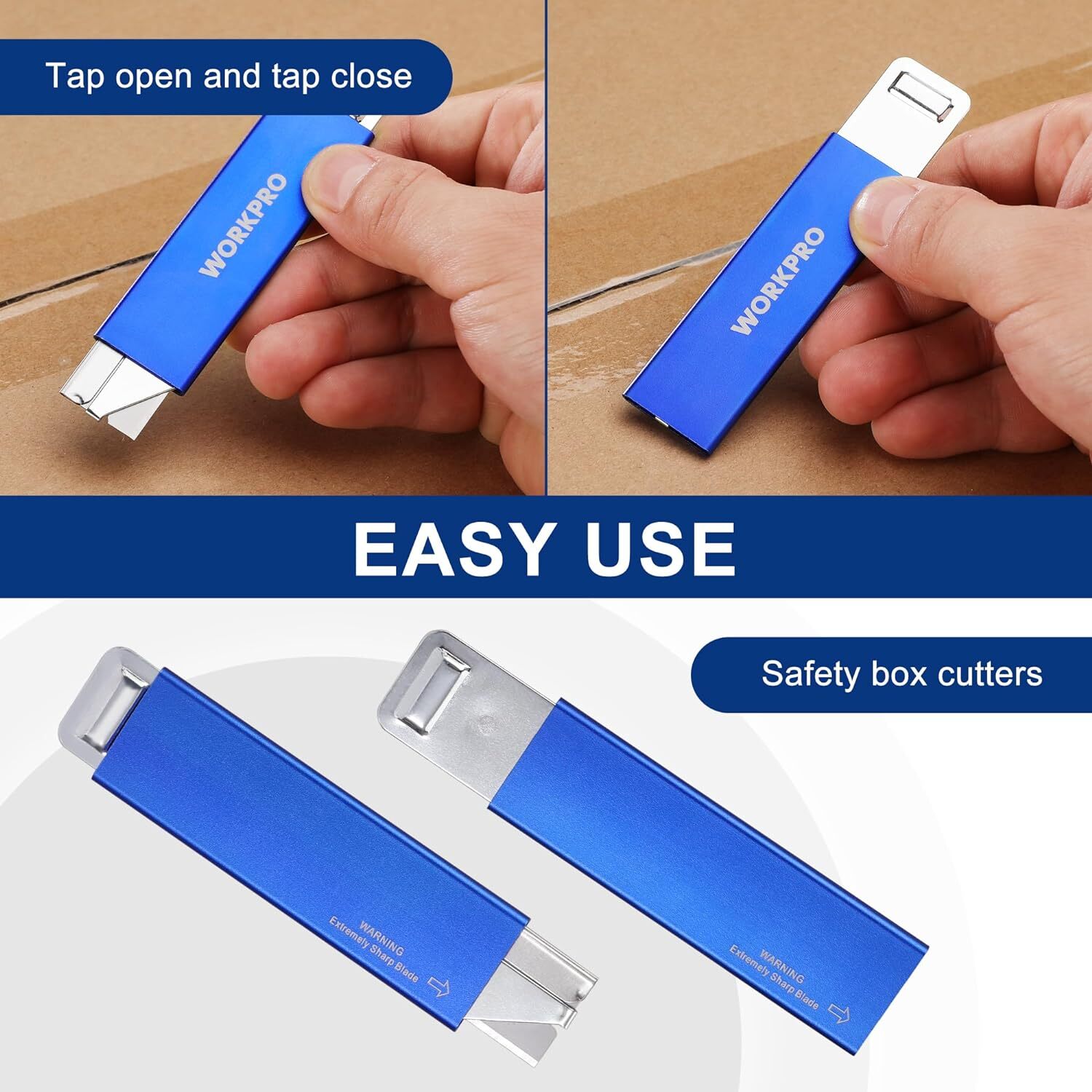 WORKPRO 12Pack Box Cutter Retractable Utility Knife Edge Razor Blade Blue/Red US