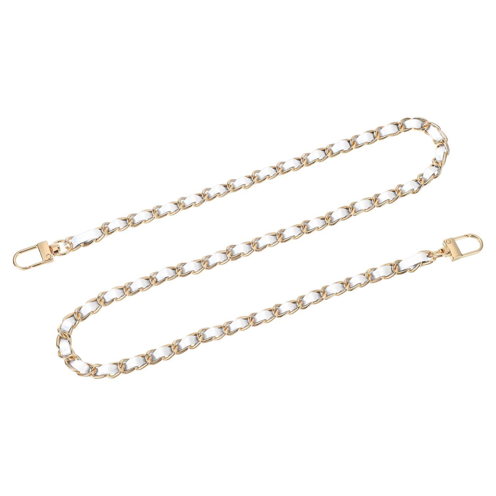 32" Purse Chain Strap with Buckles for Shoulder (White + Gold)