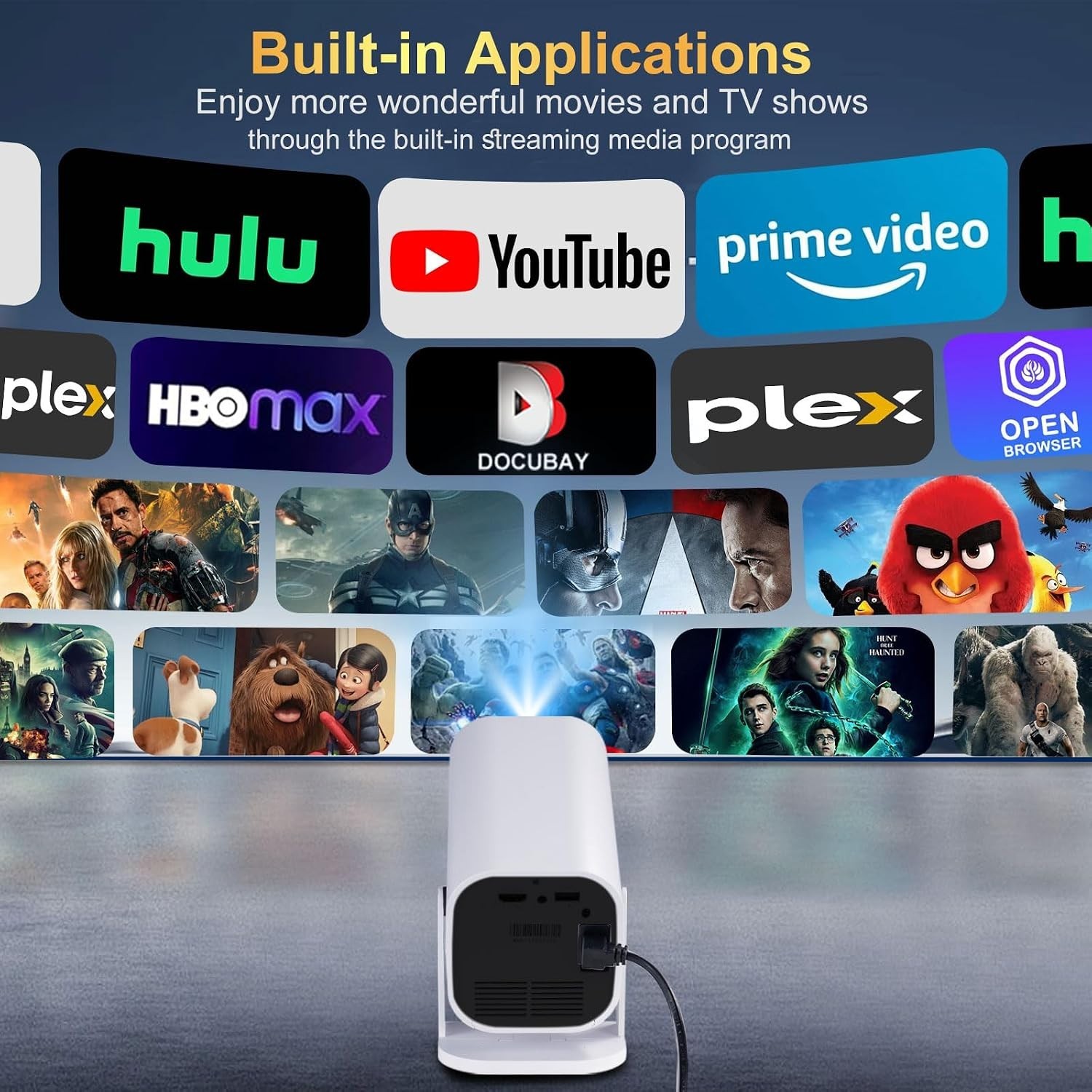 Mini Projector with Wifi and Bluetooth, Built-in Apps,Movie Projector | Elect...