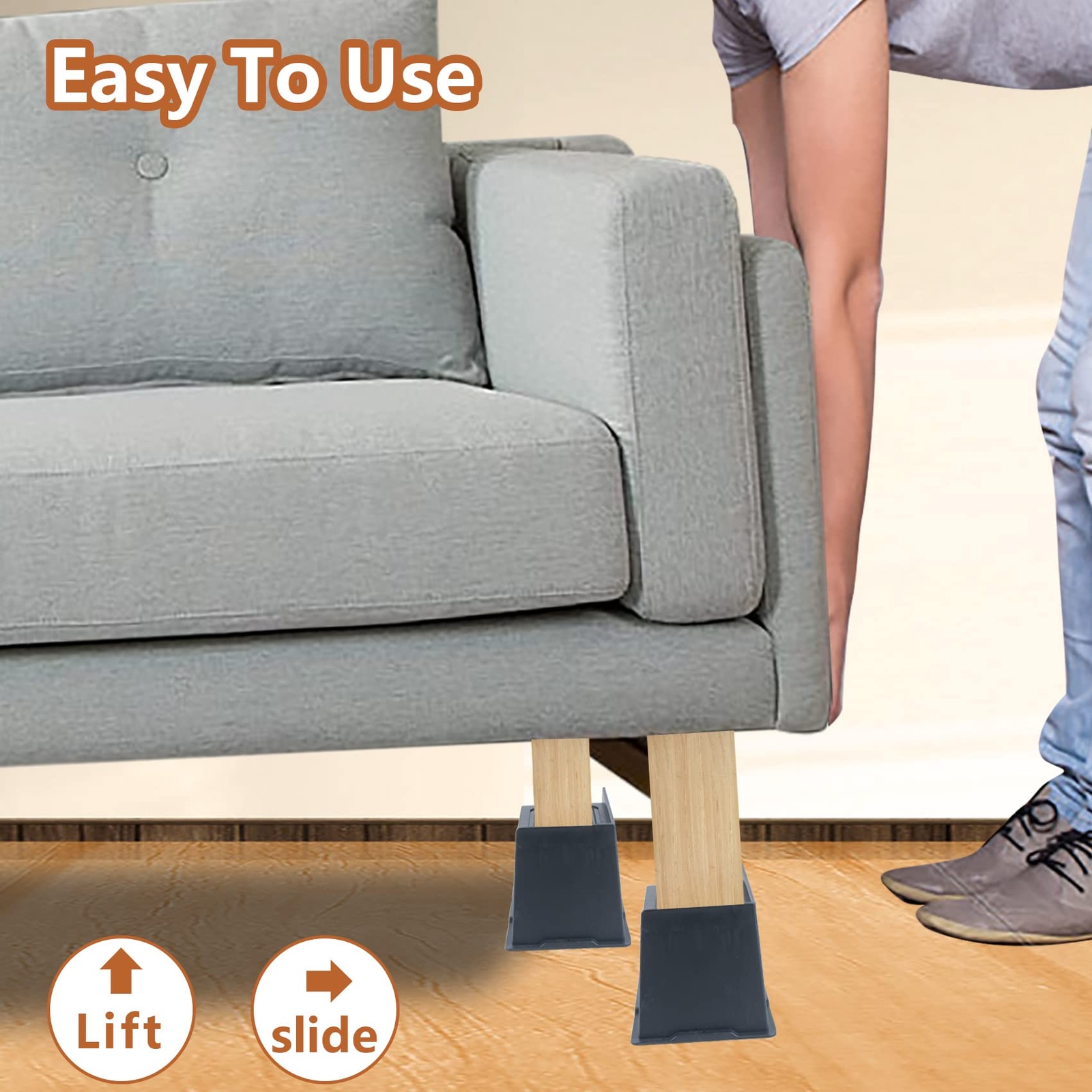 Oversized Bed Risers 6 Inch Heavy Duty 4 Pack Rectangle Furniture Risers For Sof