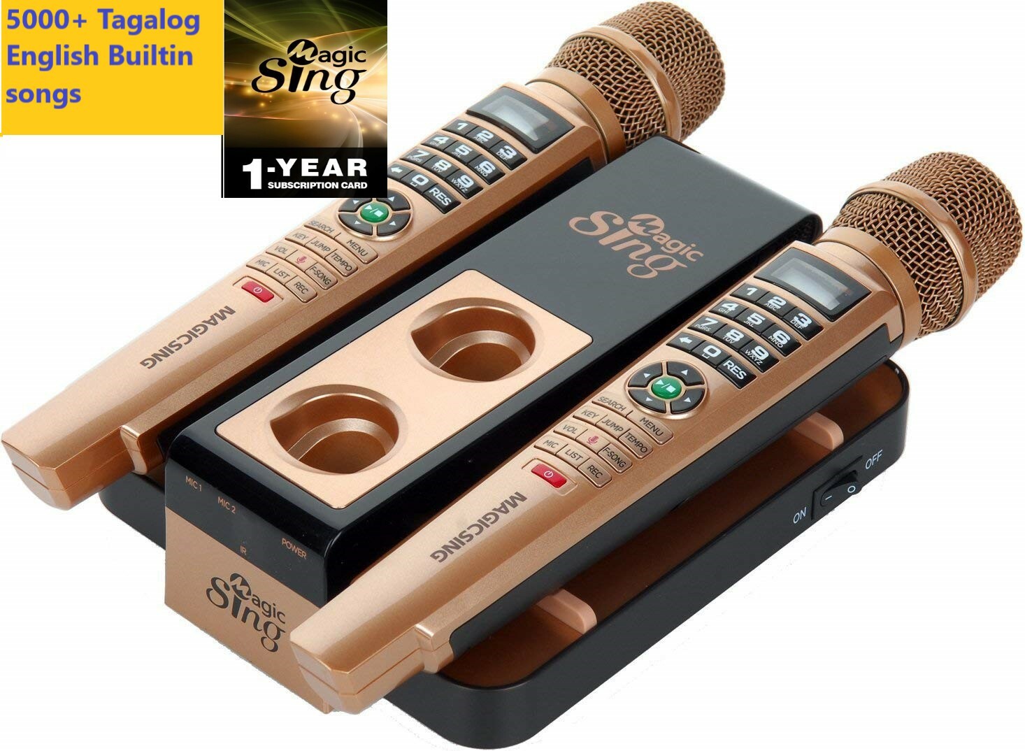 NEW MAGIC SING Karaoke E5+ 5000+ Tagalog/Eng songs WiFi 2 Wireless Mic 1YR sub